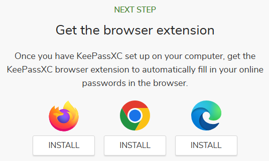 Guide d'installation de l'extension de navigateur KeePassXC