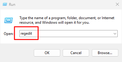 Ouverture de l'Éditeur du Registre via la boîte de dialogue Exécuter