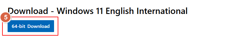 Bouton de téléchargement Windows 11 64 bits
